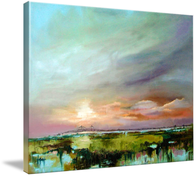 Jpg Free Download Drawing Sunsets Watercolor - Gallery-wrapped Canvas Art Print 48 X 36 Entitled Salt (650x584), Png Download