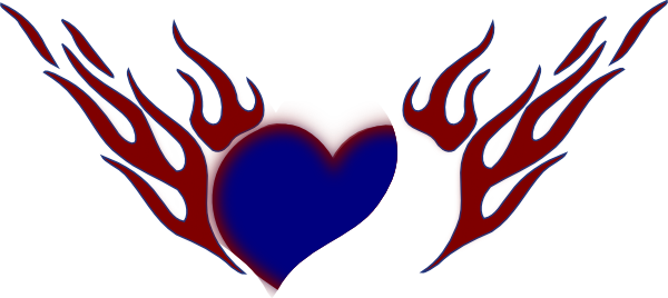 How To Set Use Blue Heart Red Flames Icon Png (600x268), Png Download