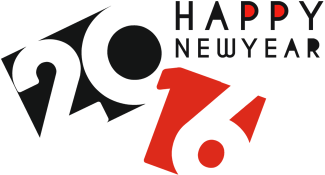 2016 Happy New Year Text Design - New Year (650x350), Png Download