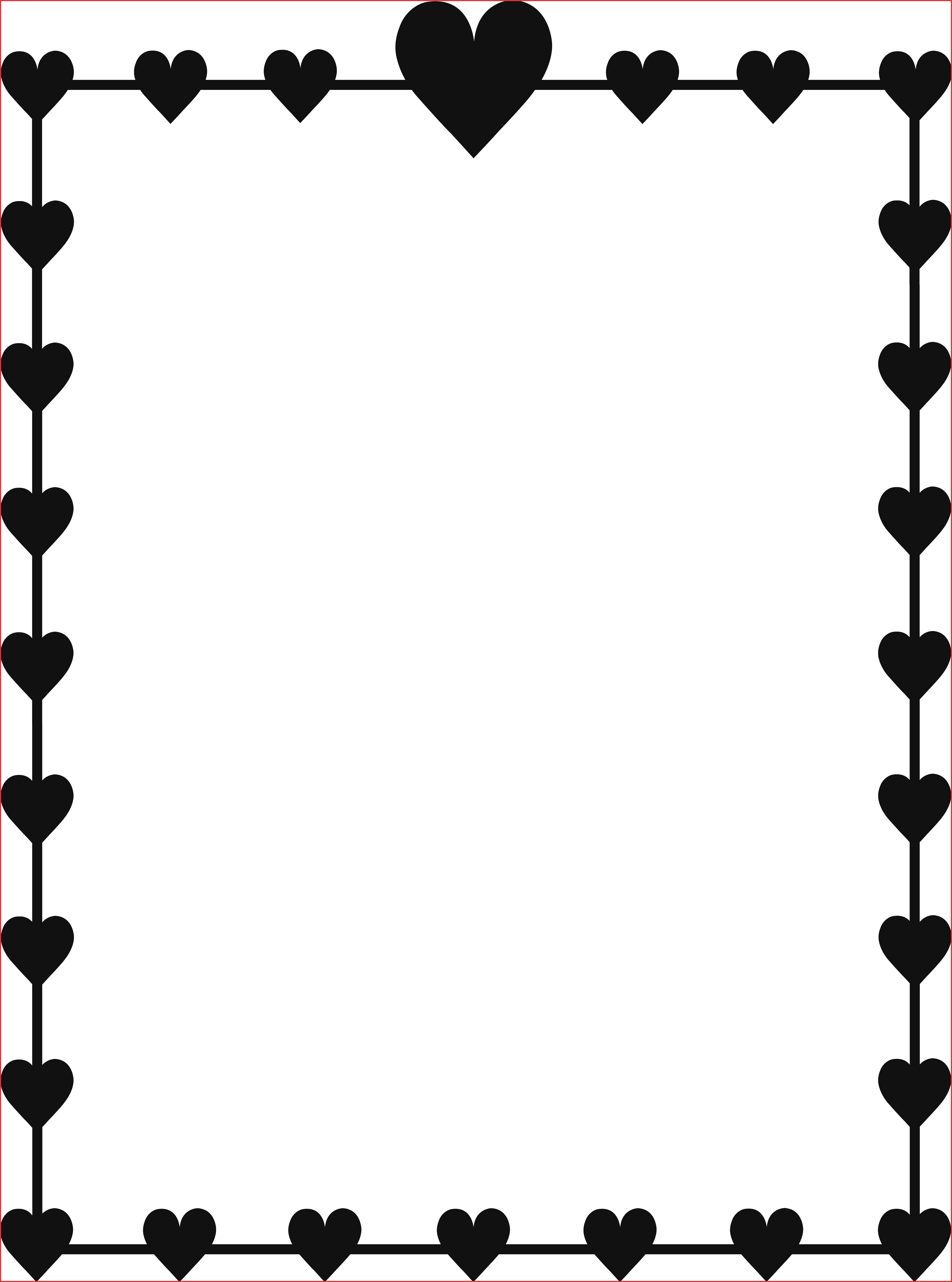 Inspirational Fancy Border Png - Heart Border Black And White Clipart (5952x8014), Png Download