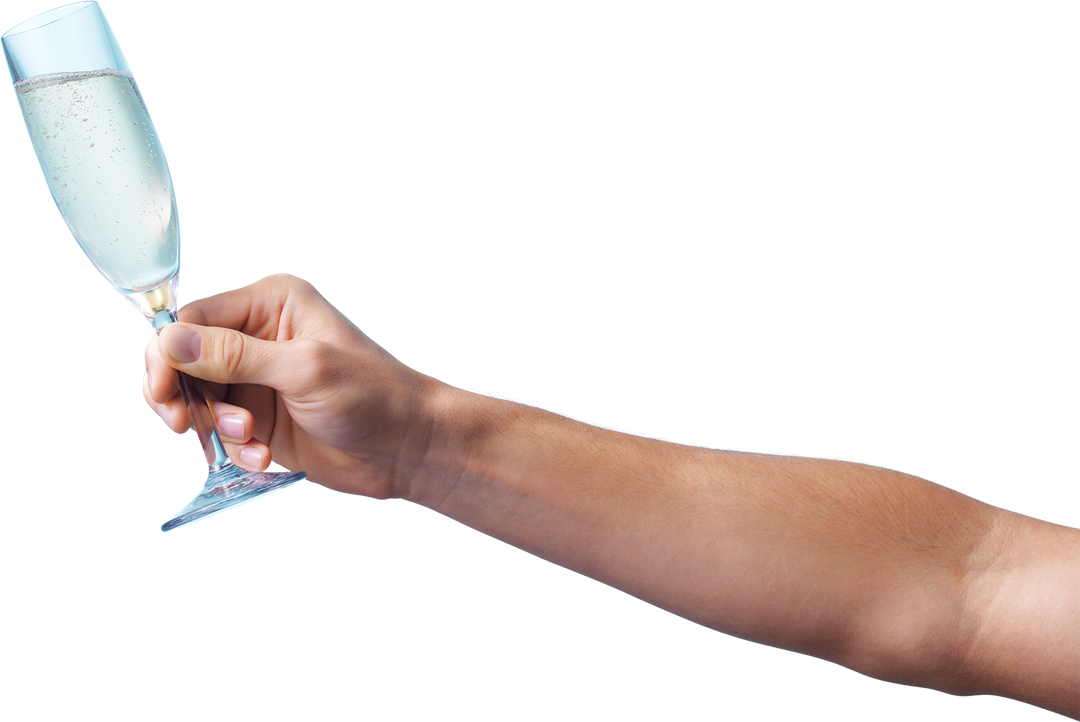 Virtually - Hand With Champagne Glass Png (1080x722), Png Download