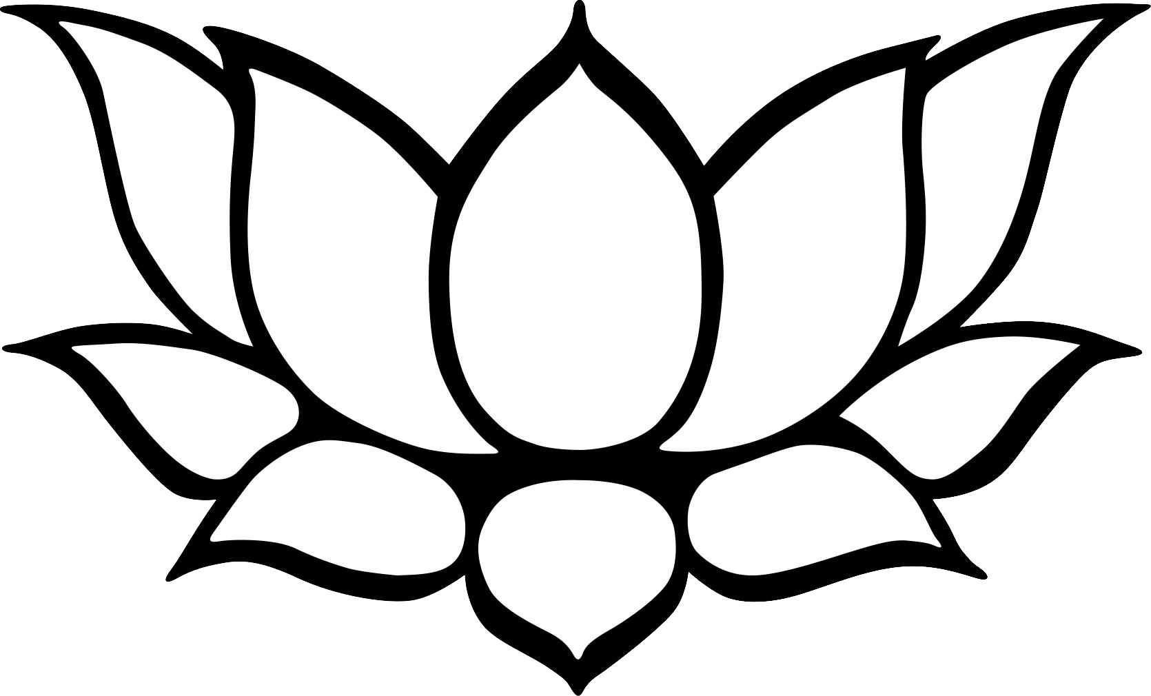 Lotus Drawing - Lotus Clipart Black And White (1670x1010), Png Download