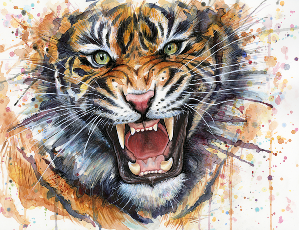 Click And Drag To Re-position The Image, If Desired - Tiger Art (600x463), Png Download