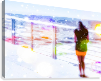 Standing Alone At The Beach With Summer Light Canvas - Beach (429x344), Png Download