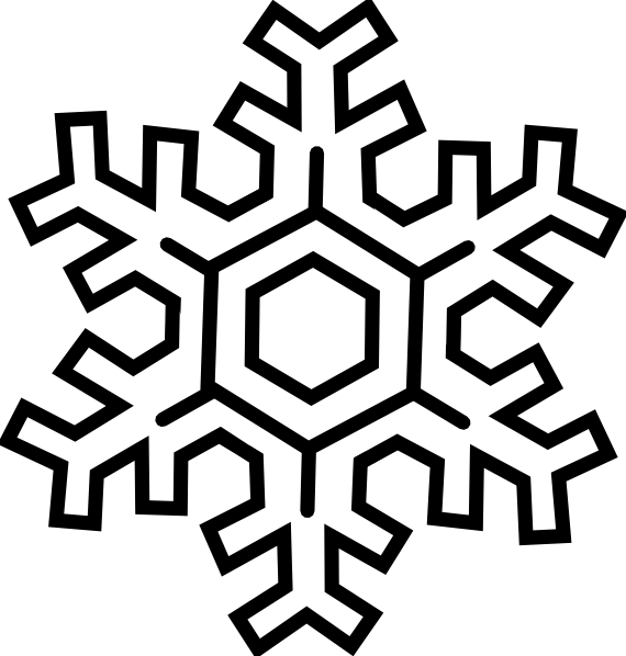 Snow Clip Art Black And White Clipart Download - Clip Art Transparent Background Snowflake (570x598), Png Download