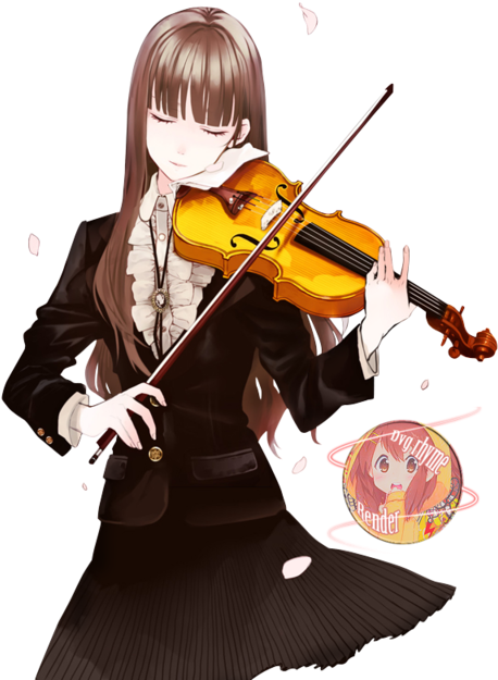 What An Amazing Drawing I'll Try And Draw Something - Anime Girl Playing Violin (480x640), Png Download