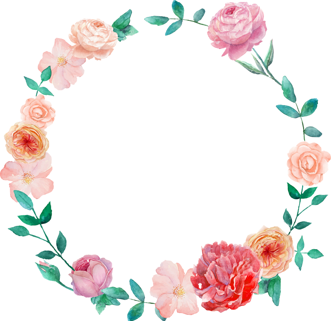 Watercolor Wreath Flower Png (1056x1024), Png Download