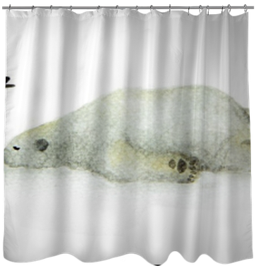 Hand Painted Watercolor Polar Bear - Window Valance (400x400), Png Download