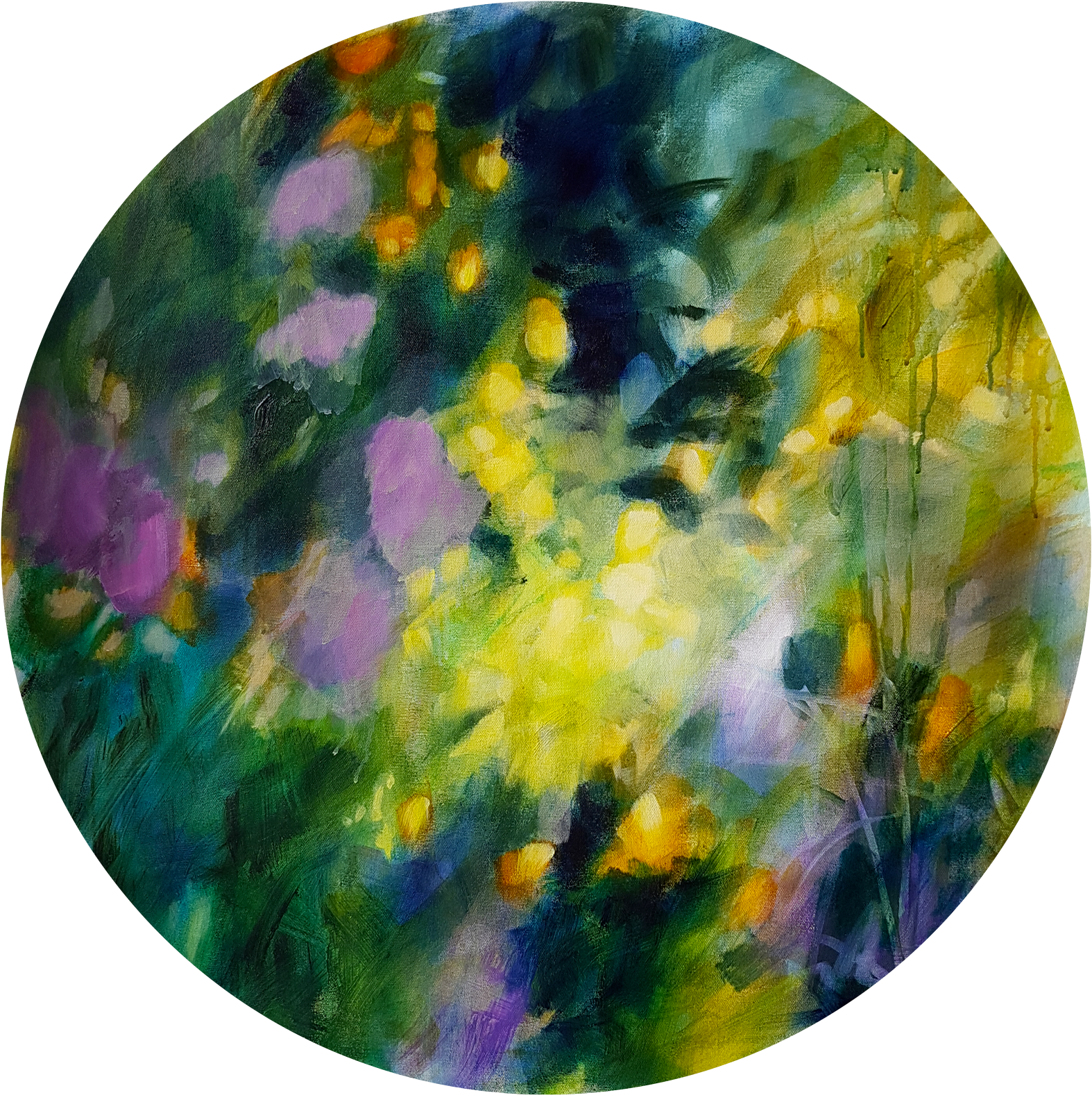 Floral Tondo - Circular Canvas Art (1600x1613), Png Download
