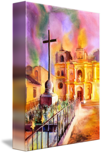 Svg Library Stock Of Church In Antigua Guatemala By - Watercolor Painting (429x650), Png Download