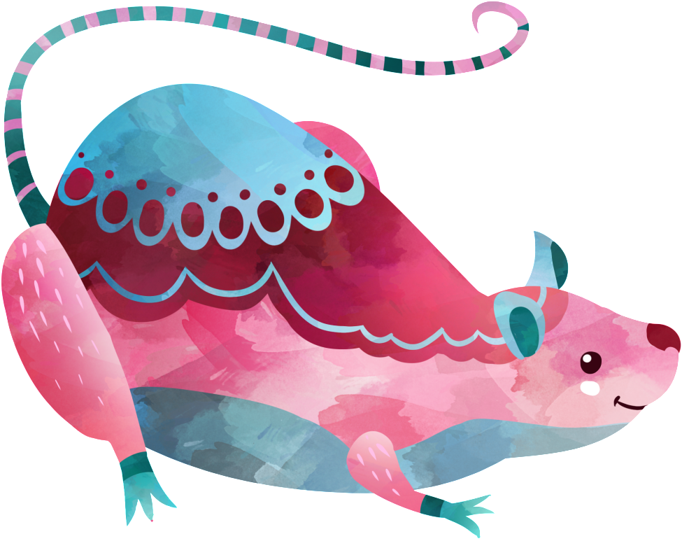 Mouse Watercolor Cartoon Png Material - Love Mouse Beach Towel (1024x824), Png Download