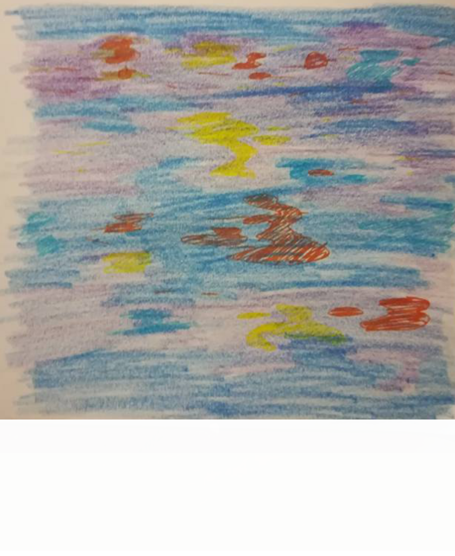 A Colouring Of Water With Street Lights Reflecting - Painting (900x1100), Png Download