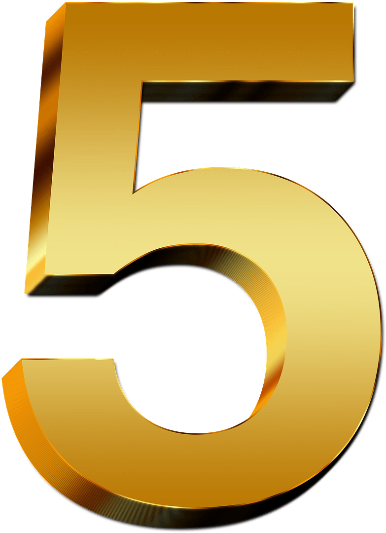 Gold Number - Numero 5 En Png (1280x1280), Png Download