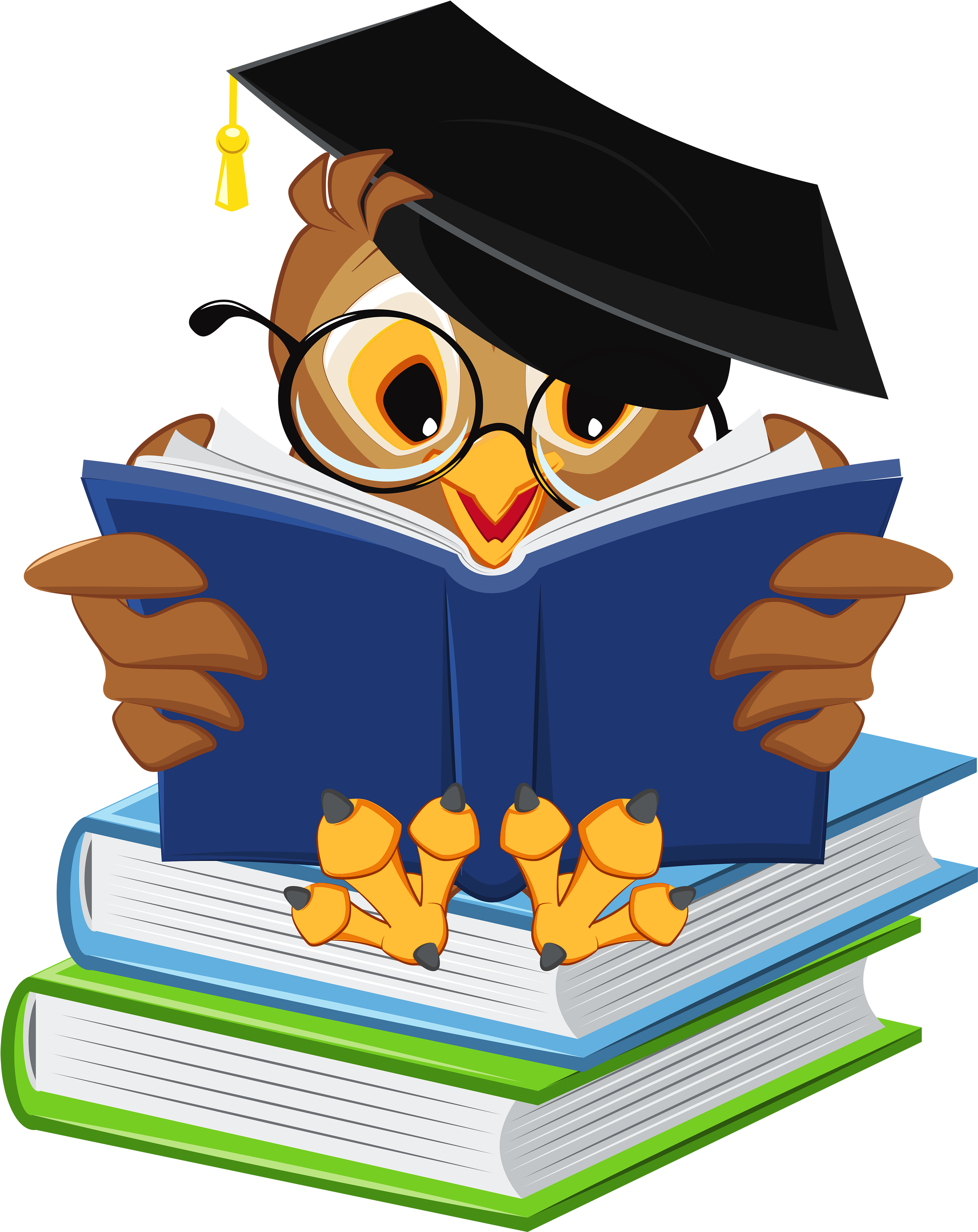 Owl With School Books Png Clipart Picture (3308x4000), Png Download