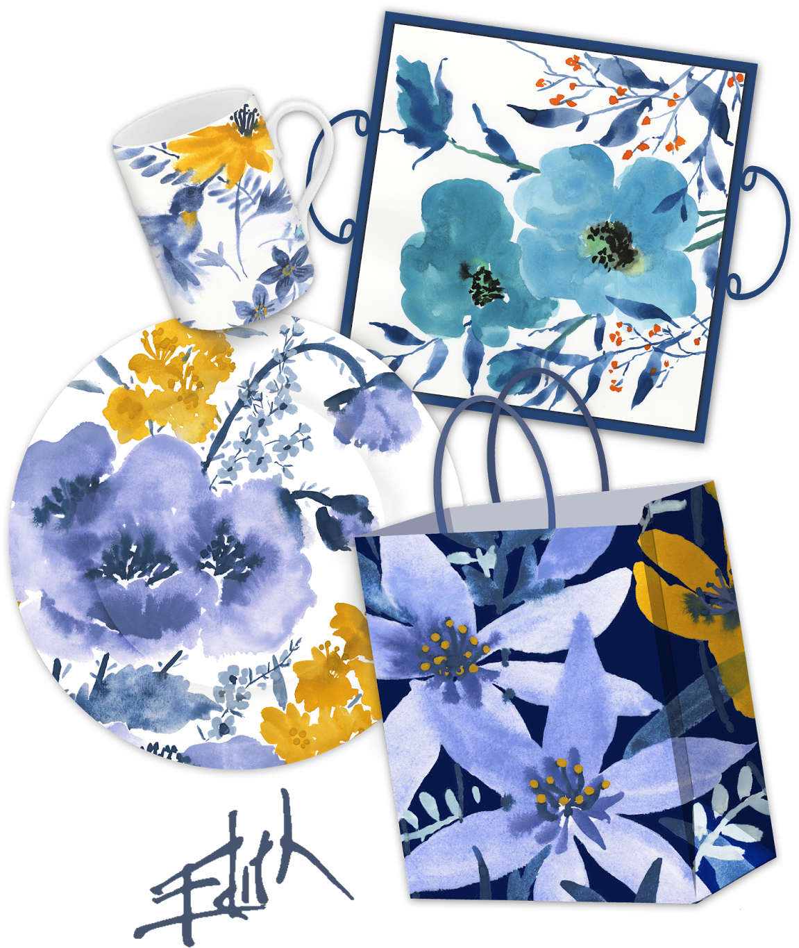 Watercolor Florals On Product - Craft (1237x1600), Png Download