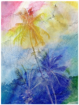 Watercolor Silhouettes Of Palm Trees Poster • Pixers® - Prestige Art Studios Paradise As She (400x400), Png Download