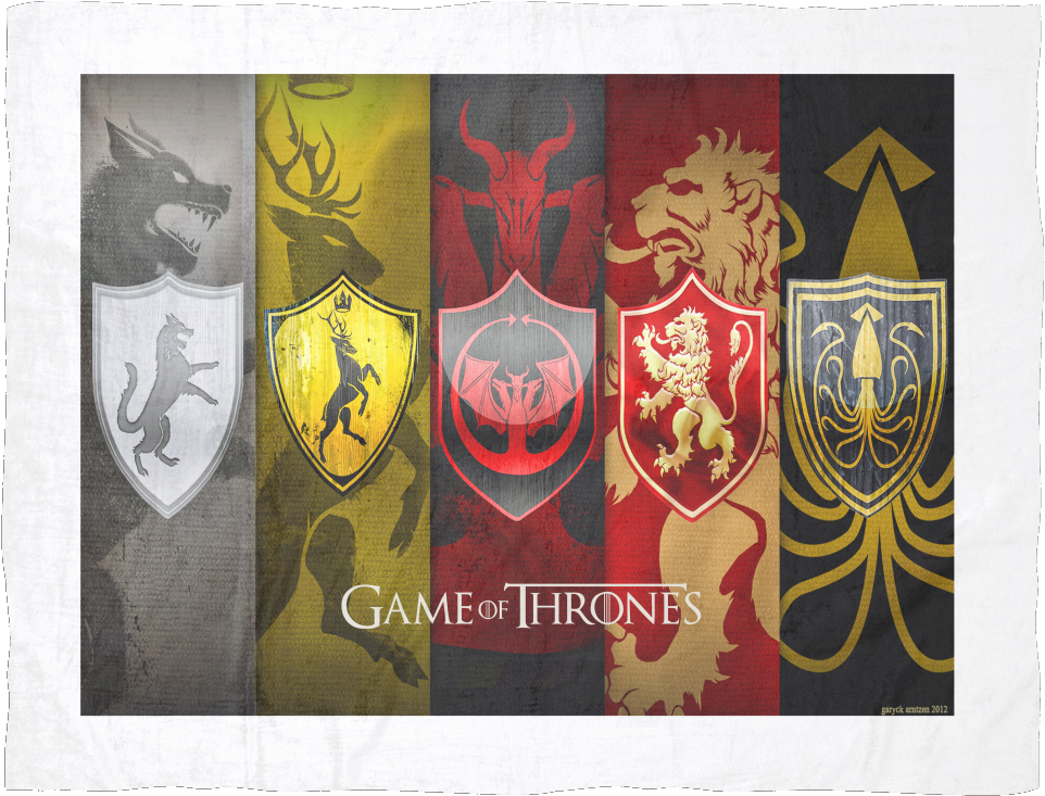 Game Of Thrones Two Sided Fleece Blanket Family Crests - Quadros Got (1024x1024), Png Download
