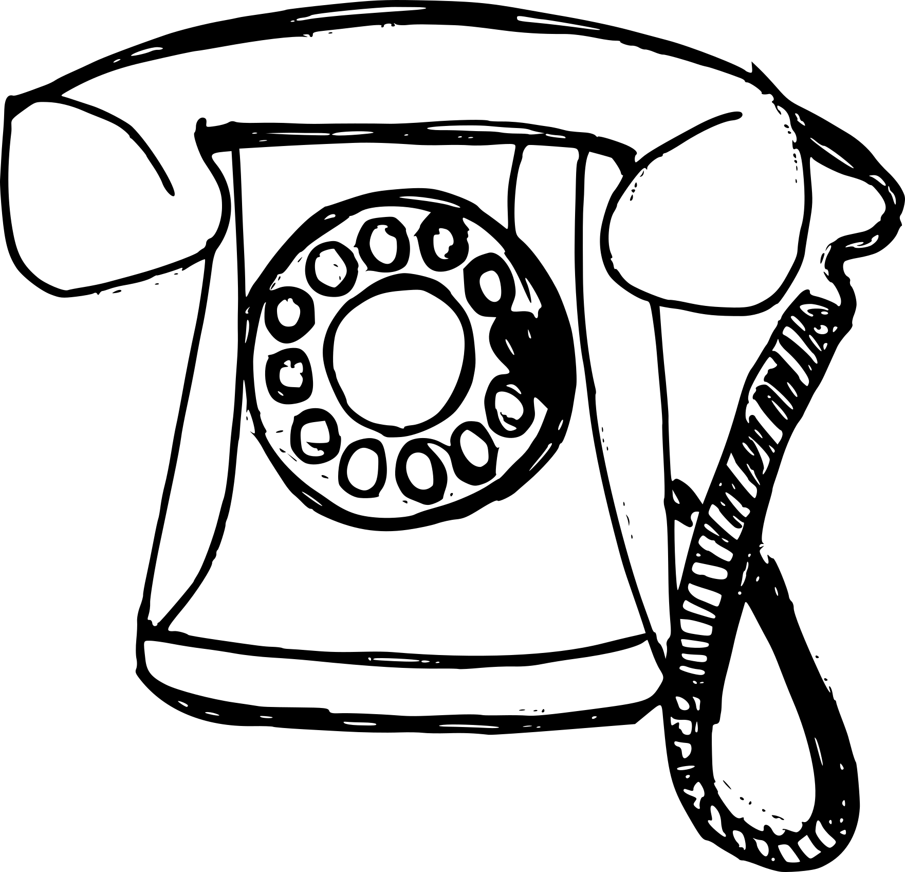 Free Download - Old Telephone Drawing (1761x1696), Png Download