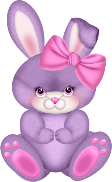 Purple Free Picture Pictures Png Bunny With - Girl Easter Bunny Clipart (371x600), Png Download