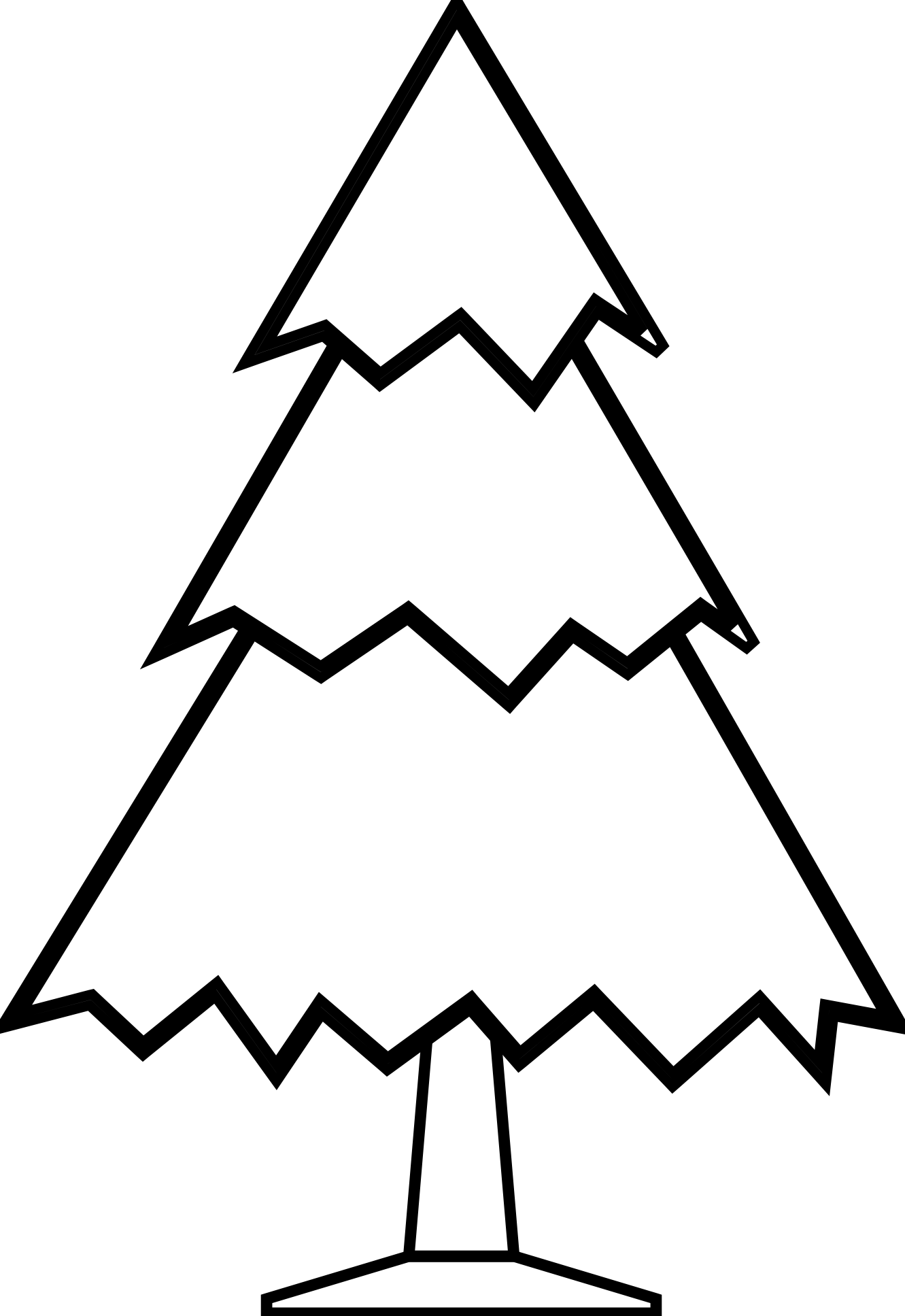 Christmas Tree Black And White Clip Art Black And White - Clipart Christmas Tree Black And White (1331x1935), Png Download
