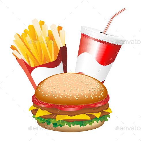Fast Food Hamburger Fries And Drink Menu Preview Png - Fast Food Hamburger Fries And Drink Pillow Case (500x500), Png Download