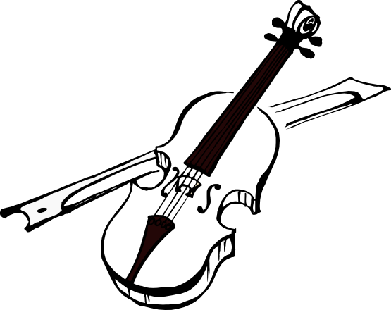 Clipart Spring Violin - Violin Black And White (555x440), Png Download