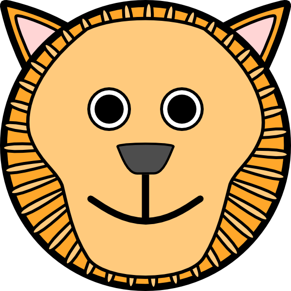 Free Vector Lion Rounded Face Clip Art - Cartoon Tiger Face (600x600), Png Download