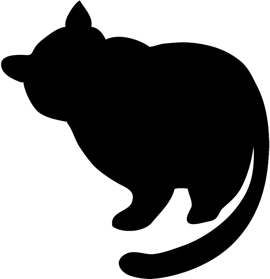 Cat Silhouette Fat Black Cat - Black Fat Cat Clipart (886x915), Png Download