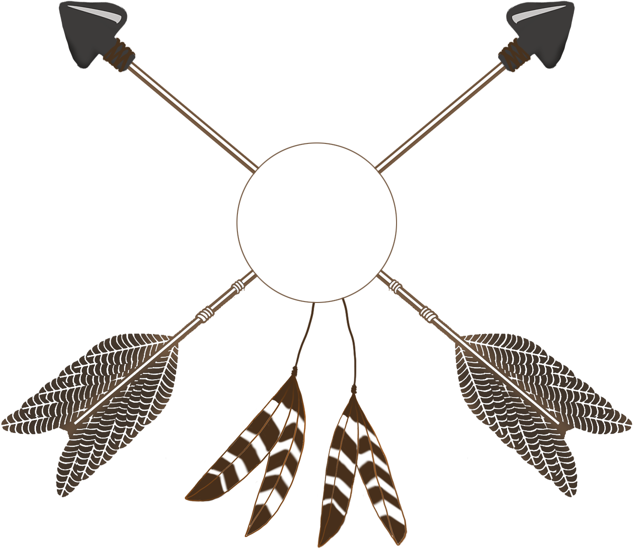 Clip Art Transparent Arrow With Feather Clipart - Crossed Feather Arrow Clipart (1413x1299), Png Download