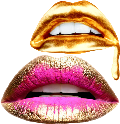 Lips Png - Gold Lips (498x516), Png Download
