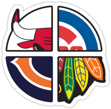 Bulls, Cubs, Bears And Blackhawks Sports Art, Sports - Bulls Cubs Bears Blackhawks (375x360), Png Download