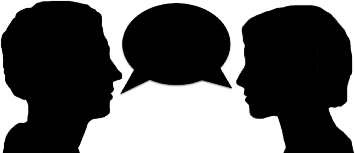 Svg Royalty Free Stock 2 People Talking Clipart - Silhouette Of People Talking (1180x504), Png Download