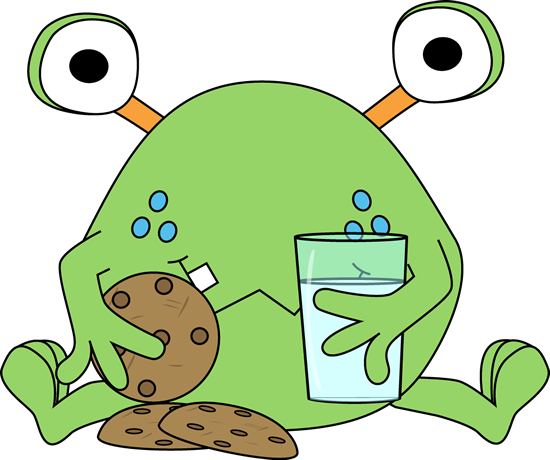 Monster Eating Cookies Clip Art - Monster Eating Clipart (550x460), Png Download