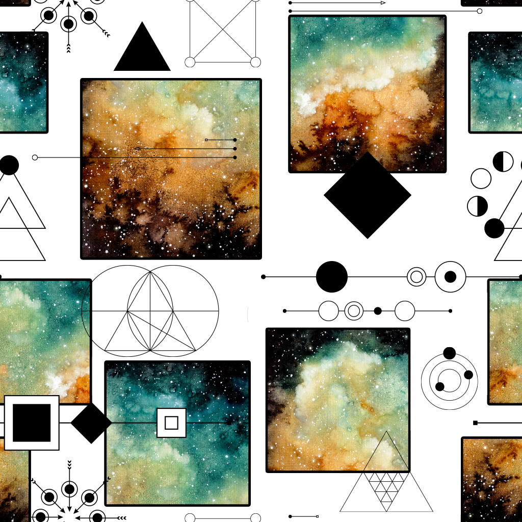 This Graphics Is Hand Drawn Gradient Watercolor Geometry - Zazzle Heilige Geometrie Und Wolken Kosmetiktasche (1024x1024), Png Download