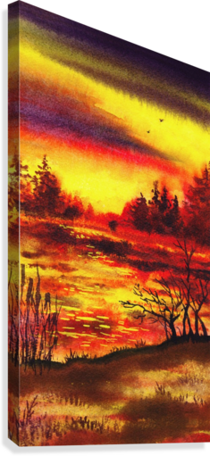 Bright Sunset At The Lake Canvas Print - Artist (235x511), Png Download