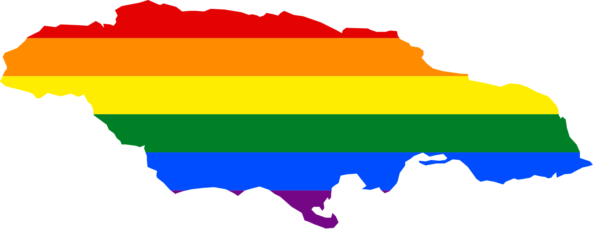 Lgbt Flag Map Of Jamaica - Flag Of Jamaica (2000x774), Png Download