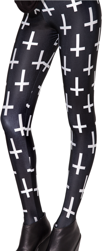 Upside Down Cross Leggings - Upside Down Cross Tights (683x1024), Png Download