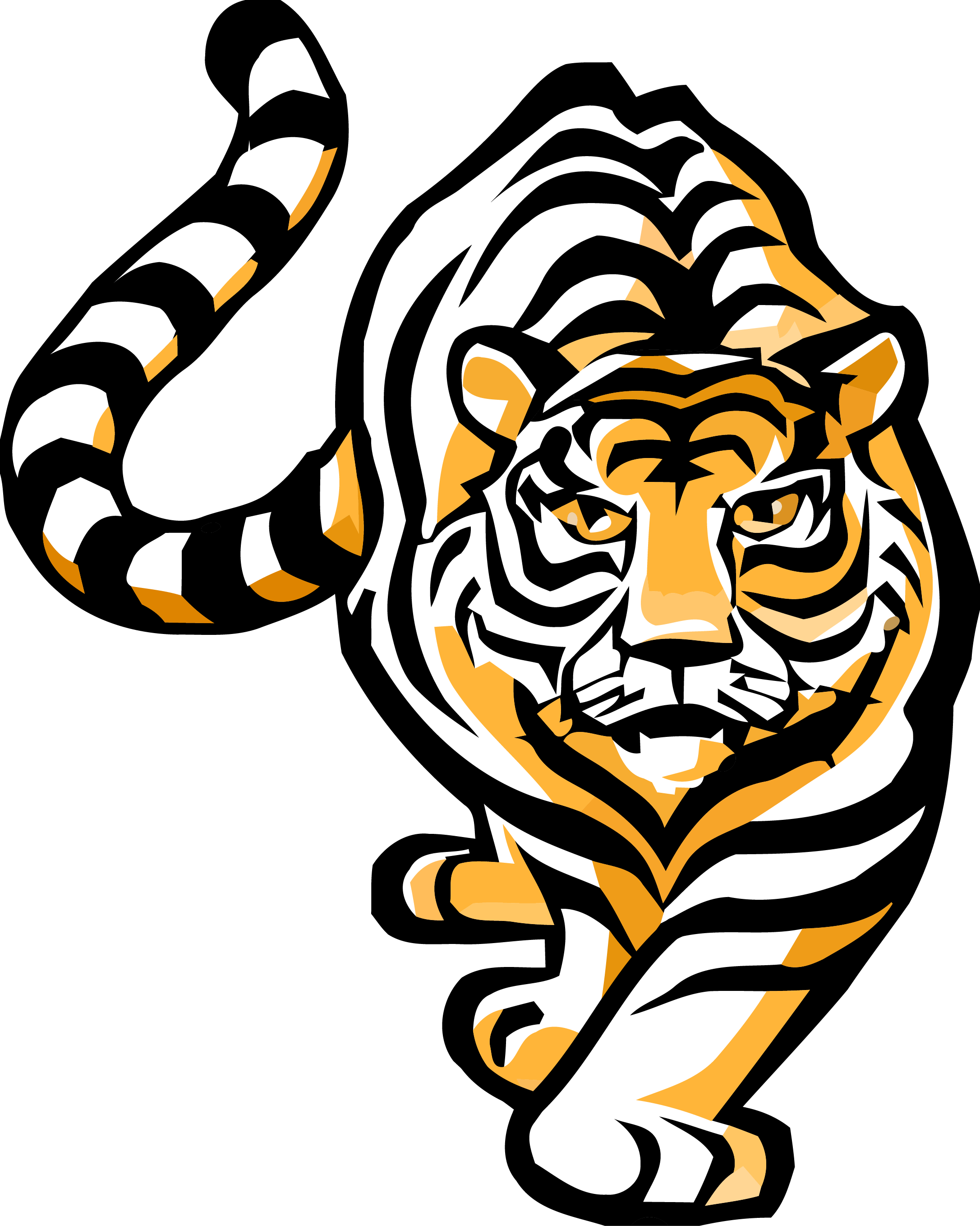 J P Case Middle School Tiger Williston - Jp Case Tiger (2173x2717), Png Download