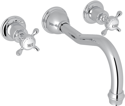Perrin & Rowe Edwardian 3-hole Wall Mount Column Spout - Rohl U.3781x Perrin And Rowe Wall Mount Tub Filler (600x600), Png Download