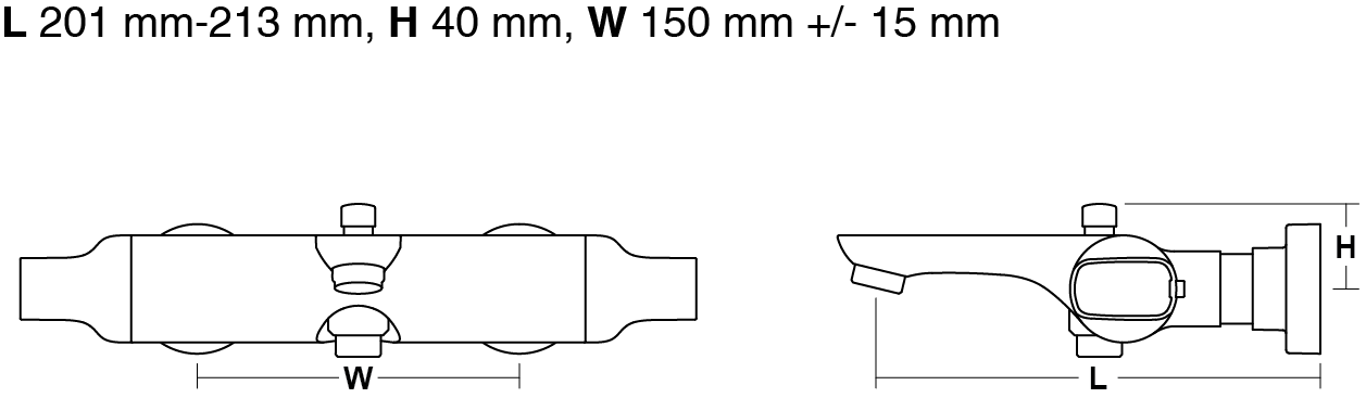 Aleo Thermostatic 2 Handle 2 Hole Wall Mount Bath Shower - Diagram (1257x367), Png Download
