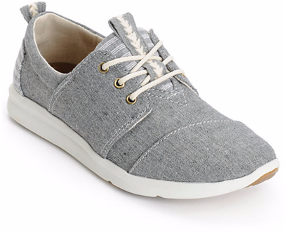 Del Rey Sneaker Grey Chambray By Toms - Shoe (405x480), Png Download