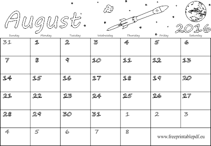 August 2016 Blank Calendar For Kids - Měsíční Kalendář Srpen 2017 (432x300), Png Download