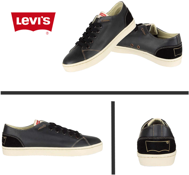 ~levis Black Leather Sneaker - Levis Blackleather Sneakers (700x700), Png Download