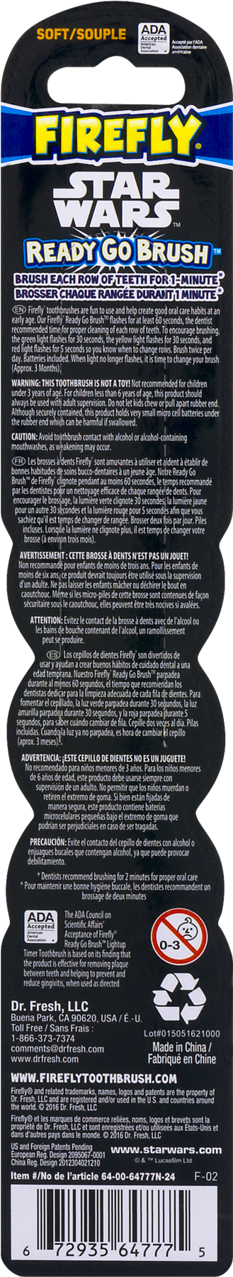 Firefly Star Wars Ready Go Brush Light Up Soft Toothbrush, - Dress (1800x1800), Png Download