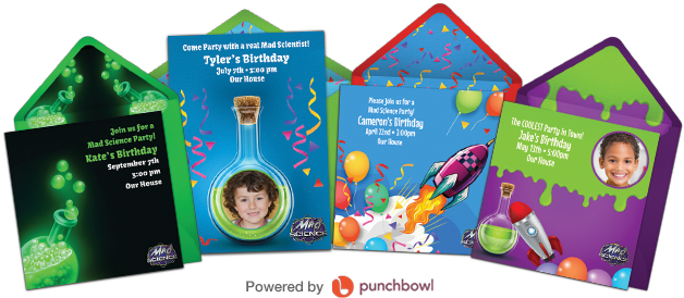 Mad Science Invitations - Birthday (632x283), Png Download