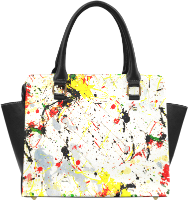Yellow & Black Paint Splatter Classic Shoulder Handbag - Paint Splatter Bath Mat - 17" X 24" (500x500), Png Download