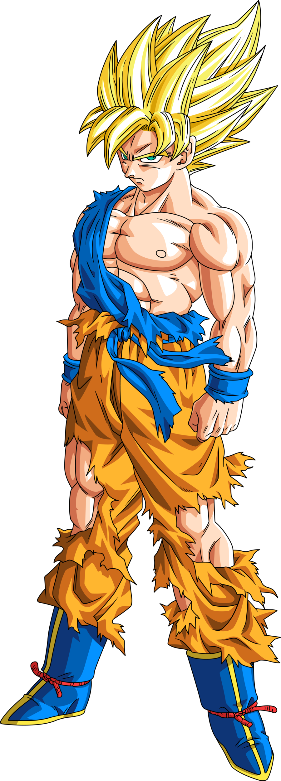 How Does Goku Take A Piss And/or S*** - Ssj Goku Full Body (900x2504), Png Download