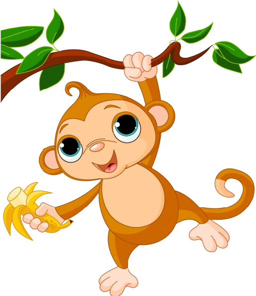 Cute Funny Cartoon Baby Monkey Clip Art Images - Monkey In A Tree Cartoon (600x600), Png Download