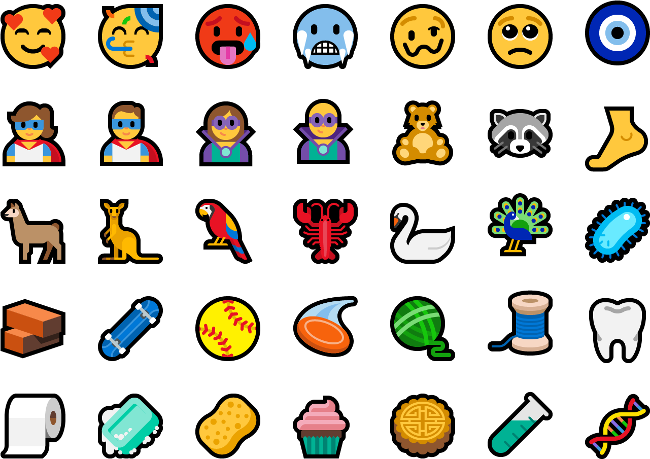 157 New Emoji With Unicode 11 In Windows 10 - Windows 10 Fall Creators Update Emoji (1344x960), Png Download
