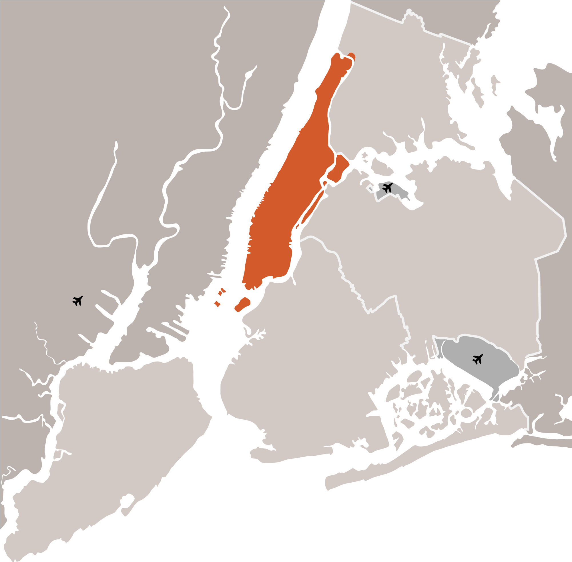 New York City Location Manhattan - New York City Map Png (2000x1976), Png Download